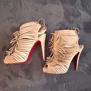 Christian Louboutin Suede Fringe Heels.